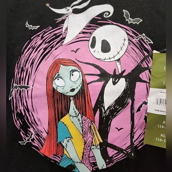 Disney The Nightmare Before Christmas Girls Jack Sally Happy Graphic T Shirt - Picture 2 of 6